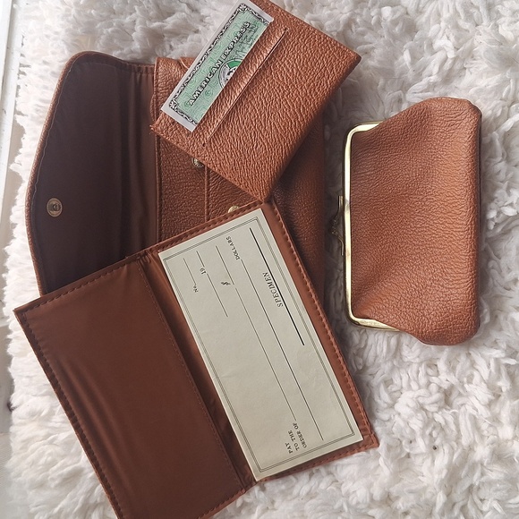 Vintage Brown Paisley Envelope Snap Leather Vinyl Wallet Pouch Clutch - Picture 7 of 15